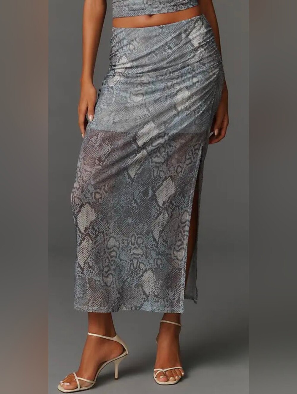 NWT! Maeve Snake-Print Sheer Midi Skirt